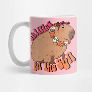 Chilling in the sun a fun capybara ready for summer vacation Mug